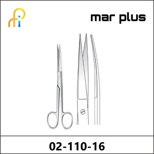 MAR PLUS OPERATING SCISSORS, SH/SH, CVD., 16.5 CM