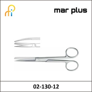 MAR PLUS OPERATING SCISSORS, SH/BL, CVD., 12 CM