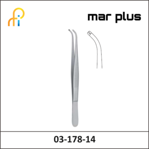MAR PLUS DISS. FORCEPS, 1X2T., SLIM, CVD.,14.5CM